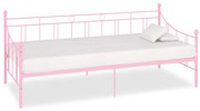 vidaXL Cadru de pat, roz, 90 x 200 cm, metal