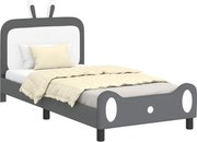vidaXL Cadru de pat pentru copii cu spătar Gri deschis 80 x 200 cm PU