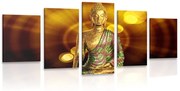 Tablou 5-piese statuie Buddha cu fundal abstract
