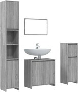 vidaXL Set mobilier de baie, 4 piese, gri sonoma, lemn prelucrat