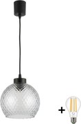 Brilagi - Lustră LED pe cablu R GLASS 1xE27/60W/230V, diam. 25 cm, negru/gri fumuriu