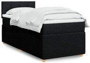 vidaXL Pat box spring cu saltea, negru, 80x200 cm, textil