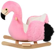 HOMCOM Balansoar Flamingo pentru Copii, Leagăn Moale din Pluș pe Structură de Lemn, Jucărie Interactivă 60x33x52cm Roz | Aosom Romania