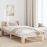 vidaXL Cadru de pat cu headboard Maro 80 x 200 cm Lemn masiv de pin