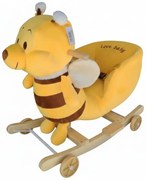 Balansoar Muzical 2 in 1 din Plus cu Roti, NOVOKIDS™ Happy Bouncer Bear, Dimensiuni 58x50x30 cm, model Ursulet galben