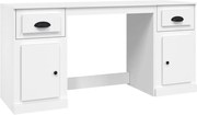 vidaXL Birou cu dulap, alb, lemn prelucrat
