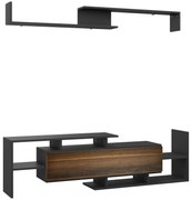 HOMCOM Mobilier TV cu Raft de Perete, Rafturi Deschise și Dulăpior din Lemn, 153,6x25x42 cm, Negru | Aosom Romania