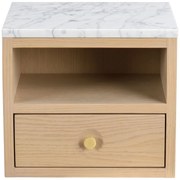 Noptieră natural cu blat cu aspect de marmură Whitmore – Rowico