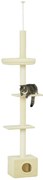 PawHut Copac de pisici stalp de zgariat inaltime reglabila dim. 440L x 31P x 240 - 270H cm 4 nivele de activitati cu asezare | Aosom Romania
