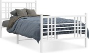 vidaXL Cadru de pat metalic cu tăblie de cap/picioare, alb, 107x203 cm