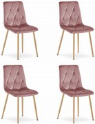 Set Scaune 4 Bucatarie/Dining Fido Picioare Finisaj Lemn, Catifea Roz