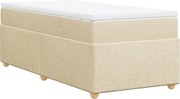 vidaXL Pat box spring cu saltea, crem, 80x200 cm, textil