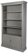 Biblioteca, gri, din lemn masiv, L120 cm, aspect vintage, Ernest