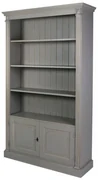 Biblioteca, gri, din lemn masiv, L120 cm, aspect vintage, Ernest