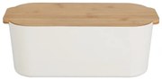 Cutie paine Brott, alb, plastic, capac bambus, 33 x 18.5 x 12 cm