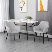 HOMCOM Set de 2 Scaune de Sufragerie Decorative din Catifea Gri Deschis pentru Living sau Dining | Aosom Romania