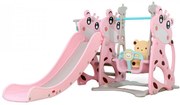 Tobogan 3 in 1 Pentru Copii NOVOKIDS Giraffe Playground, Cu Leagan, Pentru Interior si Exterior, 187 centimetri panta alunecare, Max 25 Kg, Cos de
