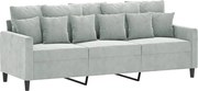 vidaXL Canapea cu 3 locuri, gri deschis, material 180CM catifea