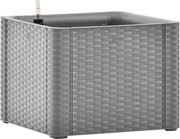 vidaXL Strat înălțat de grădină cu sistem auto-udare, gri, 43x43x33 cm