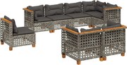 vidaXL Set canapele de grădină cu perne, 8 piese, gri, poliratan