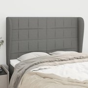 vidaXL Tăblie de pat cu aripioare gri închis 147x23x118/128 cm textil