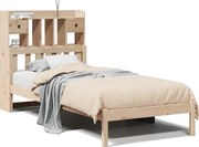 vidaXL Pat cu bibliotecă fără saltea, 75x190 cm, lemn masiv de pin