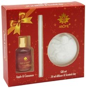 Set cadou cu difuzor 30 ml și argilă parfumată Arome, Apple and Cinnamon