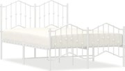 vidaXL Cadru pat metalic cu tăblie de cap/picioare , alb, 120x190 cm