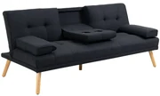HOMCOM Canapea Extensibilă cu 3 Locuri, 2 Brațe Detașabile și Suport pentru Pahare, 181x77x78 cm, Gri | Aosom Romania