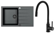 ALVEUS SETA23231 - Chiuvetă de bucătărie CADIT+baterie de chiuvetă MINTAS 34cm granit/negru