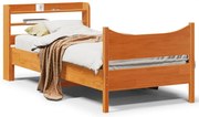 vidaXL Cadru de pat cu tăblie, maro ceruit, 75x190 cm, lemn masiv pin