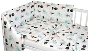 Set lenjerie 3 piese, cu apărătoare Baby Nellys - Roe deers, alb 120x90