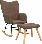 vidaXL Scaun balansoar cu taburet, maro, textil