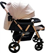 Carucior nou nascuti 2 in 1 BABY CARE™ PRO 511, Cadru aluminiu, Maner reversibil, Spatar reglabil 5 trepte, Amortizoare, Frana picior,Pliabil, Crem