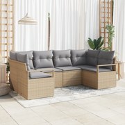 vidaXL Set de canapele pentru grădină 6 pcs Bej Rattan poli