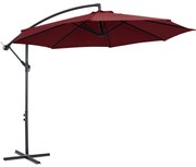 Outsunny Umbrelă Descentralizată pentru Exterior, Roșu Închis, Manivelă, Oțel și Poliester Anti-UV, Φ300x250cm | Aosom Romania