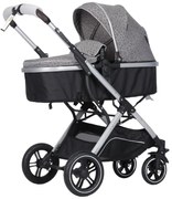 Carucior nou nascuti 2 in 1 NOVOKIDS™ H3100 series, Cu geanta bebe, Cadru Aluminiu, Amortizoare, Roti din cauciuc plin AVE, Landou, Spatar reglabil 3
