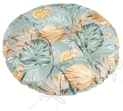 Bellatex Pernă de scaun Adela matlasată rotundăMonstera roz galben, 40 x 40 cm