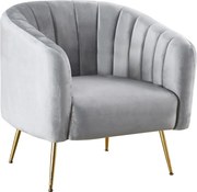 Fotoliu de design, ţesătură Velvet gri/gold crom-auriu, BAGY