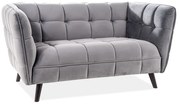 Canapea Castello Velvet, cu doua locuri, gri/negru