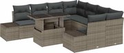 vidaXL Set de canapele pentru grădină cu pernă 9 pcs Gri poliratan