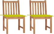 vidaXL Scaune de grădină cu perne, 2 buc., lemn masiv de tec
