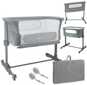 Patut co-sleeper atasabil la pat Nania Dodi Gri, pozitie antireflux, include geanta transport, certificat EN1130