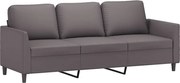 vidaXL Canapea cu 3 locuri, gri, 180 cm, piele ecologică