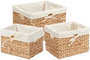 vidaXL Coșuri de depozitare 3 pcs natural 35 x 30 x 25 cm