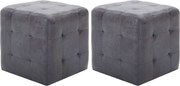 vidaXL Noptiere, 2 buc., gri, 30x30x30 cm, piele întoarsă ecologică