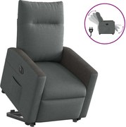 vidaXL Fotoliu electric rabatabil cu ridicare, gri închis, textil