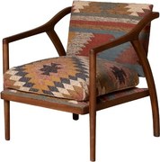 Fotoliu kilim din iută naturala și lână, cu structura din lemn de mango, 83×68×75 cm, „Ayaco"