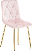 Scaun Bucatarie/Dining Fido Roz Deschis Catifea Picioare Aurii
