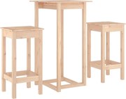 vidaXL Set mobilier de bar, 3 piese, lemn masiv de pin